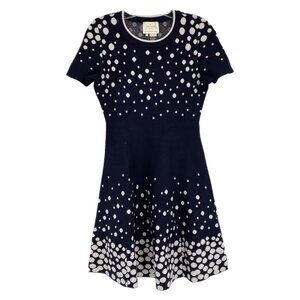 Kate Spade Navy Blue White Polka Dot Mini Dress | Size S